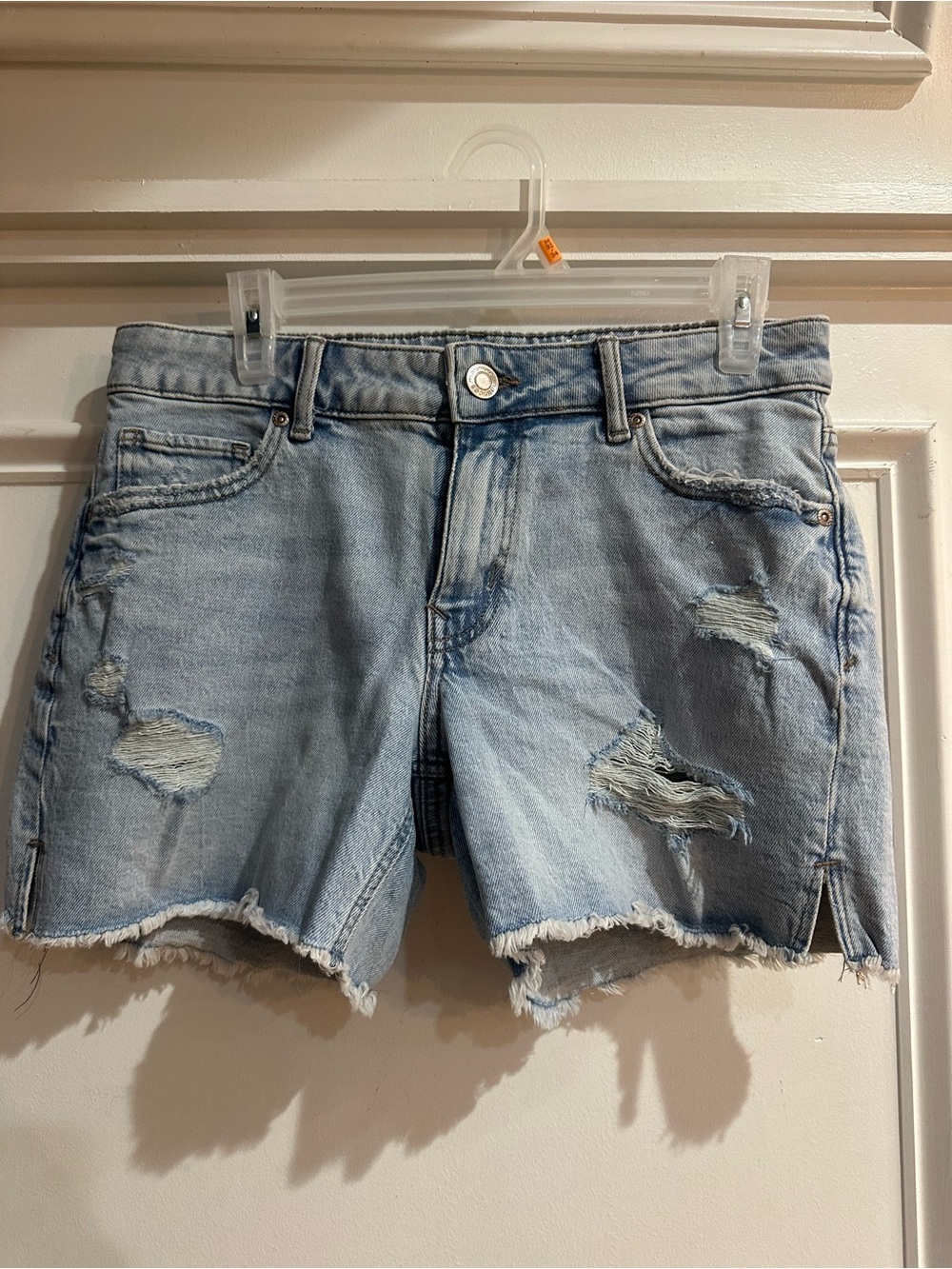 Maurices Light Blue Distressed Denim Jean Shorts